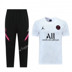 2021-2022 Jordan Paris SG White Short-sleeved Thailand Soccer Tracksuit-LH