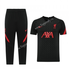 2021-2022 Liverpool Black Short-sleeved Thailand Soccer Tracksuit-LH