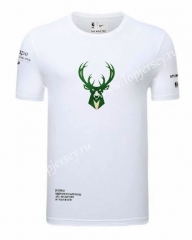 Milwaukee Bucks White NBA Cotton T-shirt-CS