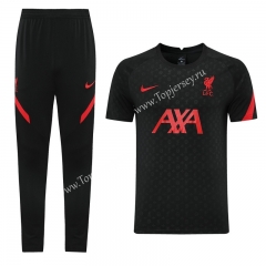 2021-2022 Liverpool Black Short-sleeved Thailand Soccer Tracksuit-LH