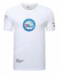 Philadelphia 76ers White NBA Cotton T-shirt-CS