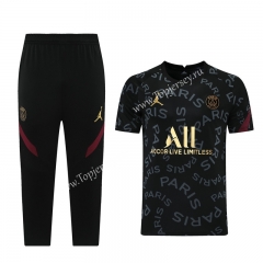 2021-2022 Jordan Paris SG Black Short-sleeved Thailand Soccer Tracksuit-LH