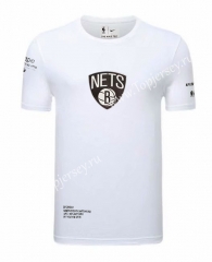 Brooklyn Nets White NBA Cotton T-shirt-CS
