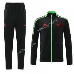 2021-2022 Manchester United Black (Ribbon) Thailand Soccer Jacket Uniform-LH