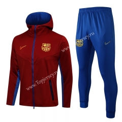 2021-2022 Barcelona Maroon Thailand Soccer Jacket Uniform With Hat-815