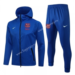 2021-2022 Barcelona Camouflage Blue Thailand Soccer Jacket Uniform With Hat-815