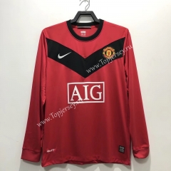 Retro Version 2010 Manchester United Home Red LS Thailand Soccer Jersey AAA-811