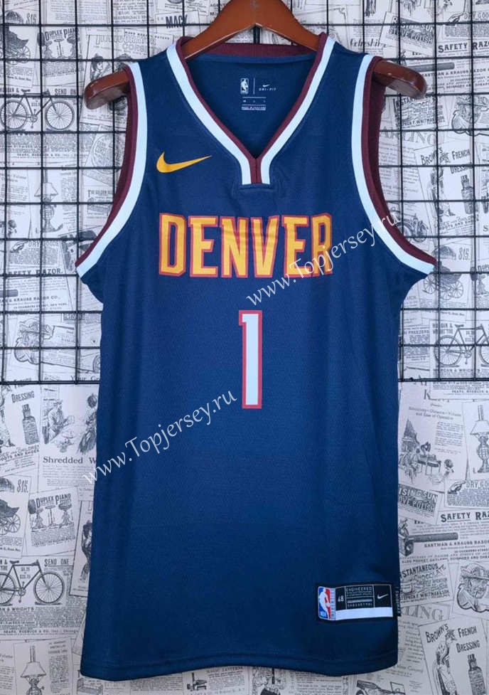 City Edition 2021 Denver Nuggets Blue #1 NBA Jersey-609,Denver Nuggets