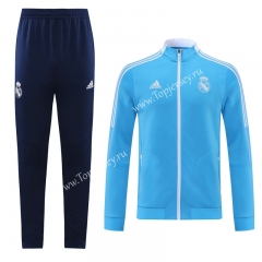 2021-2022 Real Madrid Sky Blue ( Ribbion ) Thailand Soccer Jacket Uniform-LH