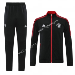 2021-2022 Manchester United Black (Ribbon) Thailand Soccer Jacket Uniform-LH