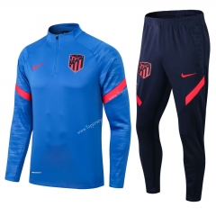 2021-2022 Atletico Madrid Blue Thailand Soccer Tracksuit -411