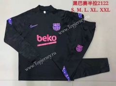 2021-2022 Barcelona Black Thailand Soccer Tracksuit-815