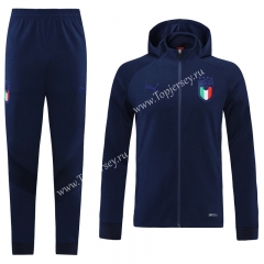 2021-2022 Italy Royal Blue Thailand Soccer Jacket Uniform With Hat-LH