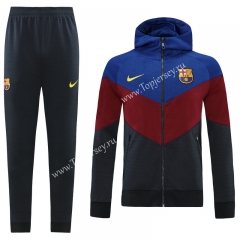 2021-2022 Barcelona Camouflage Blue Thailand Soccer Jacket Uniform With Hat-LH