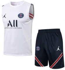 2021-2022 Jordan Paris SG White Thailand Soccer Vest Tracksuit -815