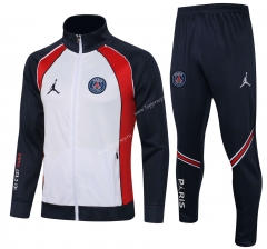 2021-2022 Jordan Paris SG White&Royal Blue High Collar Thailand Soccer Jacket Unifrom-815
