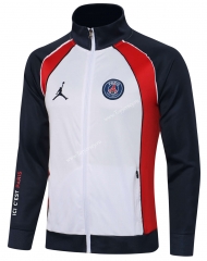 2021-2022 Jordan Paris SG White&Royal Blue High Collar Thailand Soccer Jacket-815