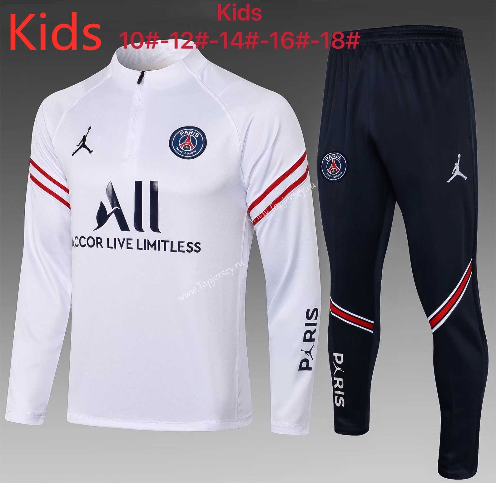 2021-2022 PSG White Kids/Youth Soccer Tracksuit -815-Paris SG| topjersey