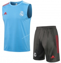 2021-2022 Real Madrid Light Blue Thailand Soccer Vest Tracksuit -815