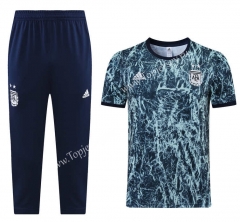 （Cropped trousers）2021-2022 Argentina Blue Short-Sleeved Thailand Soccer Tracksuit-LH