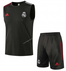 2021-2022 Real Madrid Dark Gray Thailand Soccer Vest Tracksuit -815