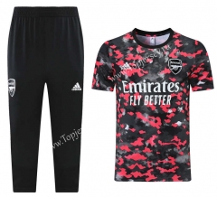 （Cropped trousers）2021-2022 Arsenal Red&Black Short-Sleeve Thailand Soccer Tracksuit-LH