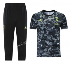 （Cropped trousers）2021-2022 Juventus Black&Gray Short-sleeved Thailand Soccer Tracksuit-LH