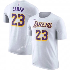 Los Angeles Lakers White #23 NBA Cotton T-shirt-CS