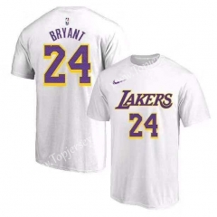 Los Angeles Lakers White #24 NBA Cotton T-shirt-CS