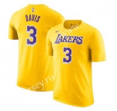 Los Angeles Lakers Yellow #3 NBA Cotton T-shirt-CS