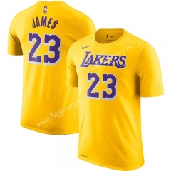Los Angeles Lakers Yellow #23 NBA Cotton T-shirt-CS