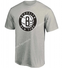 Brooklyn Nets Gray NBA Cotton T-shirt-CS