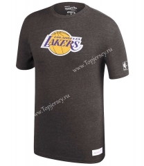 Los Angeles Lakers Gray&Black NBA Cotton T-shirt-CS