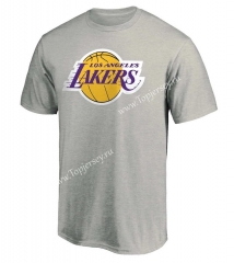 Los Angeles Lakers Gray NBA Cotton T-shirt-CS