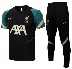 2021-2022 Liverpool Black Short-sleeved Thailand Soccer Tracksuit-815