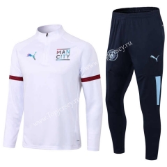 2021-2022 Manchester City White Thailand Soccer Tracksuit -411