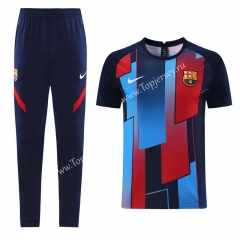 2021-2022 Barcelona Royal Blue Short-sleeved Thailand Soccer Tracksuit-LH