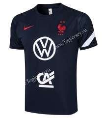 2021-2022 France Royal Blue Short-Sleeved Thailand Soccer Tracksuit Top-815