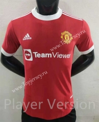 Without Arm Sponsor Player Version 2021-2022 Manchester United Home Red Thailand Soccer Jersey AAA