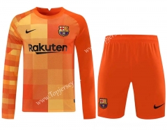 2021-2022 Barcelona Goalkeeper Orange LS Thailand Soccer Uniform-418