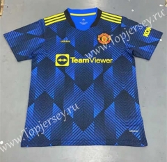 Correct Version 2021-2022 Manchester United 2nd Away Blue Thailand Soccer Jersey AAA-403
