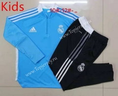 2021-2022 Real Madrid Light Blue Kids/Youth Soccer Tracksuit-815