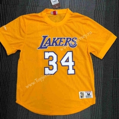 Los Angeles Lakers Yellow #34 NBA Shirt-311