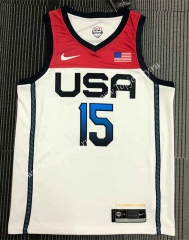 2021 Olympics USA White #15 NBA Jersey-311
