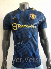 Player Version 2021-2022 Manchester United 2nd Away Blue Thailand Soccer Jersey AAA-518