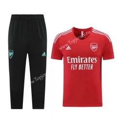 （Cropped trousers）2021-2022 Arsenal Red Short-Sleeve Thailand Soccer Tracksuit-LH