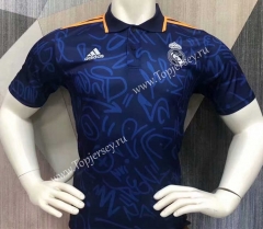 2021-2022 Real Madrid Blue Thailand Soccer Polo Shirt-403