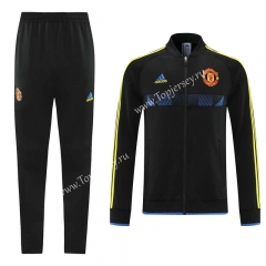 Classic Version 2021-2022 Manchester United Black Thailand Soccer Jacket Uniform-LH