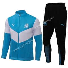 2021-2022 Olympique Marseille Sky Blue Thailand Soccer Jacket Uniform-411