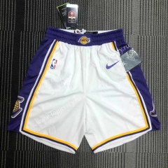 2021 Los Angeles Lakers White NBA Shorts-311